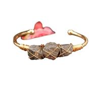 HXSCOO Bracciale da Donna con pirite Naturale in Pietra di Ferro, Perline in Oro, Bracciale con Pietre preziose, Perline, Braccialetti, Gioielli, Regalo (Color : Gold)