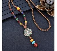 HXSCOO Collana Etnica Fatta a Mano Indiano Boemo Nepal Mala Buddista Perline di Legno Ciondolo di Pesce Tibetano Collane Lunghe con Dichiarazione Donna Uomo (Color : 10)
