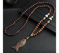 HXSCOO Collana Fatta a Mano Collana con Ciondolo con Perline di Legno Gioielli Etnici Geometrici a Filo Lungo (Color : 3)