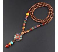 HXSCOO Collana Fatta a Mano con Ciondolo di Perline di Mala Buddista Nepalese Collana di Perline di Legno Etniche Regali di Gioielli Lunghi for Le Donne (Color : Style 11)