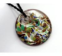 HXSCOO Collana Fatta a Mano in Vetro di Murano con Puntini di Sabbia Dorata Colorata con Ciondolo Rotondo Adatto for Gioielli da Regalo (Color : Viola)