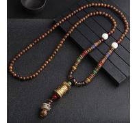 HXSCOO Collana Vintage Fatta a Mano in Nepal, Buddista Mala, Perline di Legno, Ciondolo e Collana Etnica con Corno e Pesce, Gioielli Lunghi da Donna e Uomo (Color : Style6)