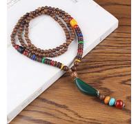 HXSCOO Collana Vintage Fatta a Mano Nepal Buddista Mala Perline di Legno Ciondolo e Collana Etnica Corno di Pesce Lunga Dichiarazione Gioielli da Uomo e da Donna (Color : Style7)