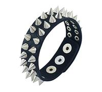 HXSCOO Delicato Polsino con Borchie a Cono Rivetto Punte cuspidali Bracciali in Pelle Nera amp;Braccialetti Bracciale Punk for Gioielli da Donna