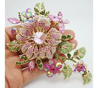 HXSCOO Elegante Spilla a Forma di Fiore in Cristallo Rosa con Strass Pin for Matrimonio Romantico Sposa Damigella d'Onore Grandi Spille for Gioielli da Donna (Color : XZH0011)