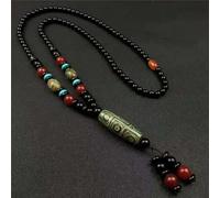HXSCOO Gioielli curativi Collana con Pendente in Agata Dzi tibetana Naturale Nove Occhi Guanyin Ruyi Dragon Agat Collana in Pietra for Donna Uomo (Color : 2)