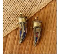 HXSCOO Modello Etnico Boho Rame Nepal Corno Ciondolo con ciondoli for Ciondolo retrò Europeo Fai da Te Collane Lunghe Gioielli da Uomo e da Donna (Color : Color 12)