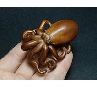 HXSCOO Pesce di Polpo Intagliato a Mano in Legno di bosso Giapponese Figura Statua netsuke da Collezione Decorazione Regalo