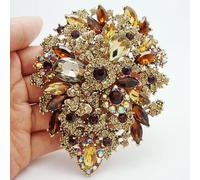 HXSCOO Spilla Stile Vintage Gioielli Moda Spilla Champagne Marrone Spilla da Sposa da Donna (Color : Gold)