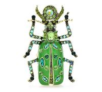 HXSCOO Spille con Scarabeo smaltato for Donna, Unisex, a 4 Colori, con Strass, Insetti Adorabili, Spille da Ufficio for Feste, Regali (Color : Green)
