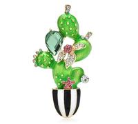 HXSCOO Spille di Cactus for Le Donne Unisex Smalto Strass Bellezza Piante da Fiore Spilla da Ufficio for Feste Regali