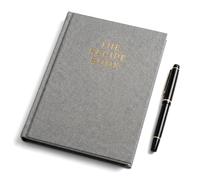 HXSYKJDM Libro di ricette per ricette personalizzate, copertina rigida con penna, libro di cucina grigio A5 da riempire, quaderno da cucina personalizzato per i preferiti della famiglia