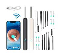 HXSZWJJ Ear - Ear Cleaner, Ear Wax, Ear Wax Removal Tool Camera, Ear Wax Removal Tool, Ear Cleaner with Camera And Light, 1296P, Waterproof IPX5(Black+White)