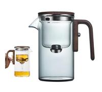 HXSZWJJ Tea Pot with Coasters, Tea Witchcraft Teapot, Enchantipot Magic Tea Pot, Tea Magic Pot, Magic Teapot with Infuser, Water Separation Glass Teapot with Wooden Handle(Grey,520ml)