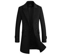 HXW.GJQ Men's Premium Wool Blend Double Breasted Long Pea Coat (as1 a