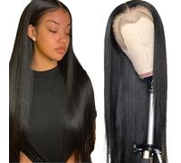 Hxxcoup #1b Colore Nero Naturale 13x6 Pizzo Frontale Parrucca Dei Capelli Umani 100% Non Trattati Brasiliano Remy Vergine Dritto Indossare E Go Glueless Parrucche Dei Capelli Umani 55 Pollici