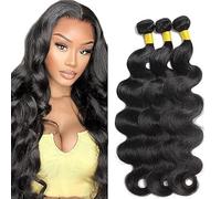 Hxxcoup 26 28 30 Inch Bundles Human Hair Extension Capelli Veri Tessituras Body Wave Unprocessed Brasiliani Vergini Hair 1B Natural Black Minimal Tangle for Woman 3 Bundle Total 300g