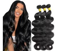 Hxxcoup 3 fasci di capelli umani, extension ondulate per il corpo, colore nero, non trattati, senza colla, grado 8A, doppia trama per donna 56 cm, 61 cm, 66 cm