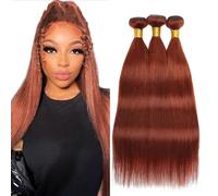 Hxxcoup #33 fasci di capelli umani castano rossastro rosso marrone dritto tessitura 3 fasci totale 300g 24 26 28 pollici non trattati vergine brasiliano Remy doppio trama trama estensione dei capelli