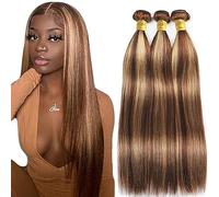 Hxxcoup Blonde Bundles Human Hair Bundles Straight Capelli Veri Ricci Capelli Brasiliani Real Hair P427 Highlight Double Weft 100g/pc 300g Total 100% Brazilian Remy Hair 22 24 26 Inch