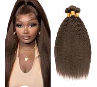 Hxxcoup Extension di capelli umani brasiliani vergini Remy, non trattati, colore castano scuro, 3 ciocche, 300 g, 66, 71, 71, 76, 76 cm, non trattati, capelli umani Remy