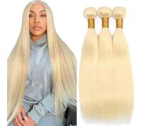 Hxxcoup Fasci di capelli umani dritti estensioni dei capelli umani 3 fasci 613 biondi 24 26 28 pollici fasci di capelli lunghi grado 8 A 100% vergine Remy non trasformati