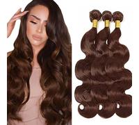 Hxxcoup Fasci di capelli umani fasci marroni onda del corpo 3 fasci 28 30 32 pollici #4 Cioccolato Doppi Trama Capelli vergini brasiliani non trattati Nessun odore Nessun Tnagle
