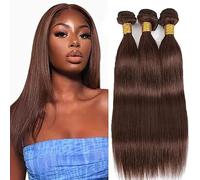 Hxxcoup Fasci di capelli umani lisci estensioni dei capelli umani 3 fasci #4 cioccolato 24 26 28 pollici fasci di capelli lunghi grado 8 A 100% vergine non trasformati Remy