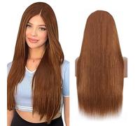 Hxxcoup Parrucca frontale in pizzo 13x6 #30 marrone chiaro dritto trasparente pizzo frontale parrucca 180% densità 100% capelli vergini brasiliani non trattati con attaccatura dei capelli naturale