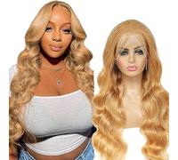 Hxxcoup Parrucca per capelli umani parrucche anteriori in pizzo biondo onda del corpo parrucca in pizzo 13x6 con capelli del bambino Glueless Wear and Go Swiss #27 Top Lace 100% non processe capelli