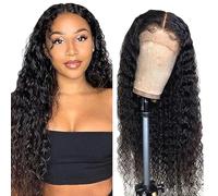 Hxxcoup Water Wave Human Hair Wig Glueless 13x1 Lace Front Wig Parrucca donna per capelli veri Unprocessed Brazilian 1B Natural Black Capelli umani Pre Plucked With Baby Hair for Woman 12 Inch