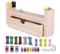 HXXWEUS Paracord Jig Bracciale Maker, bracciale fai da te in maglia Jig, scatola da costruzione, Wristband Kit, struttura in legno a forma di U con 10 corde per paracadute e 10 fibbie per intrecciare