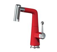 HXYhydrypd Rubinetto Lavandino Bagno con Doccetta Estraibile, Miscelatore Lavabo Bagno con Doccetta a Pioggia, Rubinetto per Lavabo per Camper, Cucina, Hotel(Red)