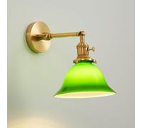 HXYSXHJUO Applique da Parete Vintage con Paralume in Vetro Verde e Ottone, Lampada da Comodino con angolazione Regolabile, apparecchi di Illuminazione per Interni per Camera da Letto e soggi