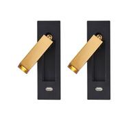 HXYSXHJUO Lampada da Parete a LED, Luce da Lettura, Confezione da 2, Luce da Comodino Regolabile con Interruttore Nascosto e Porta di Ricarica, 3W 3000K, Montaggio Rettangolare in Ottone Ant