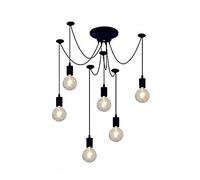 HXYSXHJUO Lampadario Moderno da soffitto con Lampadina Edison, Stile retrò, Stile Loft, Regolabile, Stile Ragno, Fai da Te, E27 (Nero, 6)
