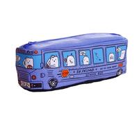 Hxyxbnhno Astuccio per penne a forma di autobus in stile cartone animato, grande capacità, con cerniera, borsa da viaggio per cancelleria per studenti e bambini