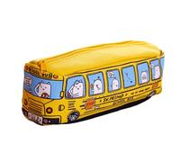 Hxyxbnhno Astuccio per penne a forma di autobus in stile cartone animato, grande capacità, con cerniera, borsa da viaggio per cancelleria per studenti e bambini