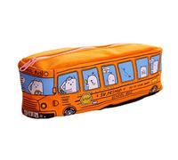 Hxyxbnhno Astuccio per penne a forma di autobus in stile cartone animato, grande capacità, con cerniera, borsa da viaggio per cancelleria per studenti e bambini