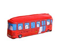 Hxyxbnhno Astuccio per penne a forma di autobus in stile cartone animato, grande capacità, con cerniera, borsa da viaggio per cancelleria per studenti e bambini