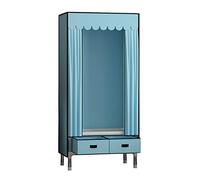 HXZJUIKL Armadio, armadio portatile in tela con mensole, armadio in tessuto con asta appendiabiti e 3 cassetti, blu, 70 x 45 x 168 cm
