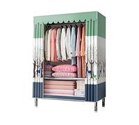 HXZJUIKL Armadio, armadio portatile in tela di tela, organizer pieghevole per vestiti con asta appendiabiti, mensole, B-86 x 46 x 175 cm