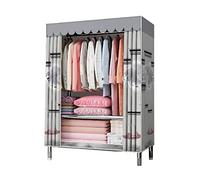 HXZJUIKL Armadio, armadio portatile in tela di tela, organizer pieghevole per vestiti con asta appendiabiti, mensole, D-86 x 46 x 175 cm