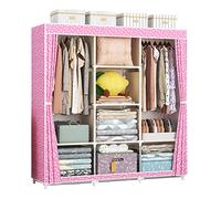 HXZJUIKL Armadio, armadio portatile in tela, organizer per vestiti in tessuto con asta appendiabiti, mensole, soggiorno, B-118 x 45 x 165 cm