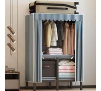 HXZJUIKL Armadio portatile in tela con coperchio, grande capacità, per camera da letto, soggiorno, 1 asta appendiabiti, ripiani inclusi, armadio singolo per organizzare vestiti e accessori