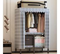 HXZJUIKL Armadio portatile in tela con coperchio, grande capacità, per camera da letto, soggiorno, 1 asta appendiabiti, ripiani inclusi, armadio singolo per organizzare vestiti e accessori