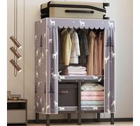HXZJUIKL Armadio portatile in tela con coperchio, grande capacità, per camera da letto, soggiorno, 1 asta appendiabiti, ripiani inclusi, armadio singolo per organizzare vestiti e accessori