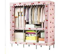 HXZJUIKL Armadio portatile in tessuto rosa, armadio per abbigliamento per la casa, con guida aperta, stabile, per camera da letto, armadio pieghevole in metallo, 168 x 170 x 48 cm