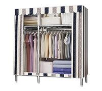 HXZJUIKL Armadio, scaffale portatile in tela per armadio, organizer per vestiti in tessuto con asta appendiabiti, mensole, B-130 x 45 x 170 cm