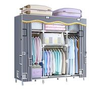 HXZJUIKL Guardaroba portatile in tela, grande armadio organizer con asta appendiabiti, mensole, rivestimento in tessuto, armadio in tessuto, A-143 x 45 x 170 cm